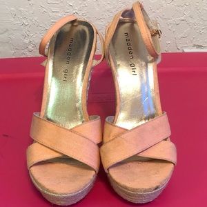 Madden Girl Orange Sandal Wedge Size 9